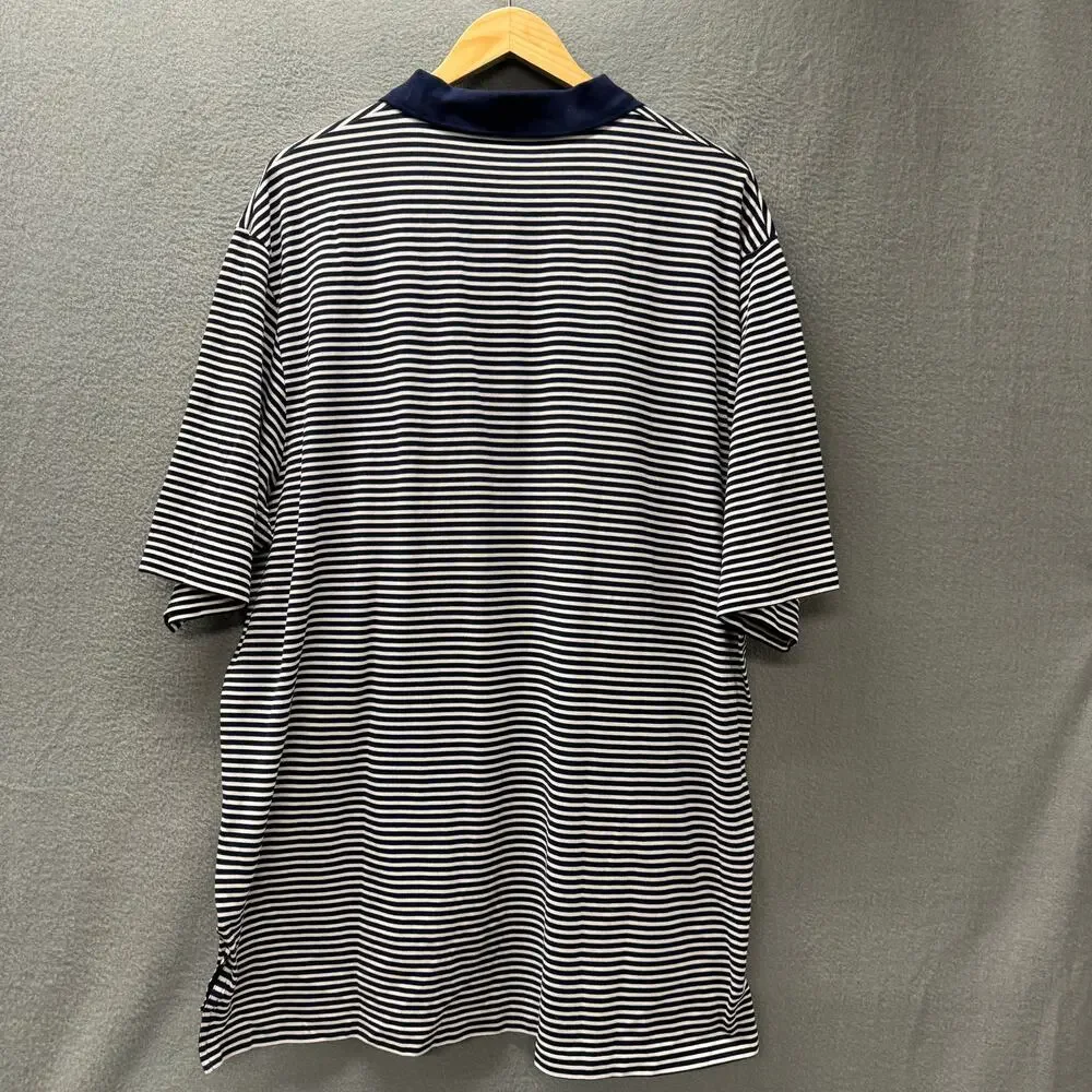 Ralph Lauren Polo Golf Shirt Mens XXL Blue Stripe White‎ Pony Preppy Coastal VTG